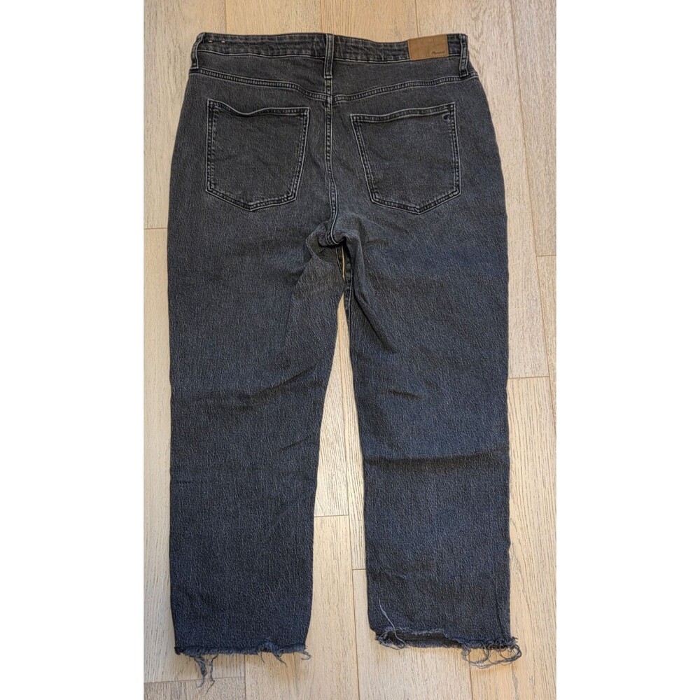 Madewell Curvy Perfect Vintage Straight Jeans Womens 32 Black High Rise Raw Hem - Picture 2 of 10